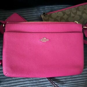 Coach Pink and Brown Signature crossbody and Clutch with wallet brand new